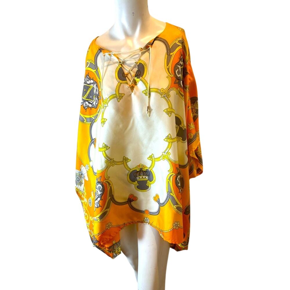 JB by JULIE BROWN Silk Top or Dress Size S Oversized fits Large Colorful NWOT - Picture 6 of 13